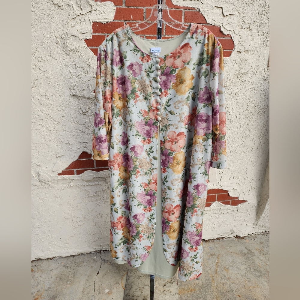 24W women VICKI WAYNE 2fer floral print dress conservative church wedding
